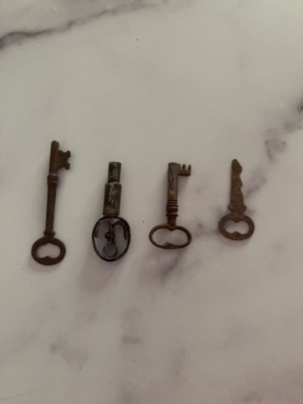 Set of Antique Victorian Era Keys - 4 Different Shapes and Sizes